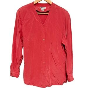 Patrick 100% Silk Blouse Size Medium Pink Vintage Office Chic Quiet Luxury